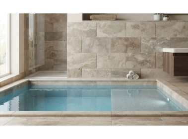Натуральный камень для бассейнов - Плитка из травертина Silver Beige для бассейна