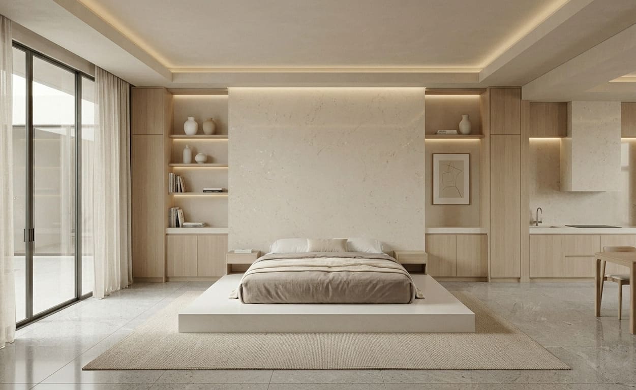 Камень в минималистичном интерьере